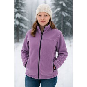 Kim Rogers Fleece Zip Up Jacket Women’s Medium  Purple Cozy Casual Outdoor Layer
